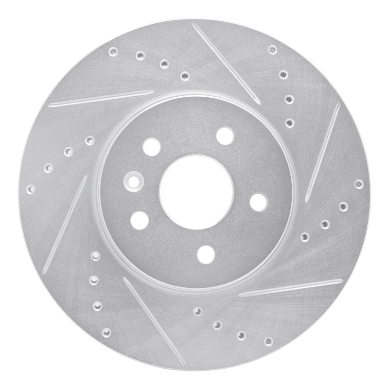 Buick Encore Brake Rotor (1) - Front Right - R1 Concepts - Drilled & Slotted - Silver - `13-`22